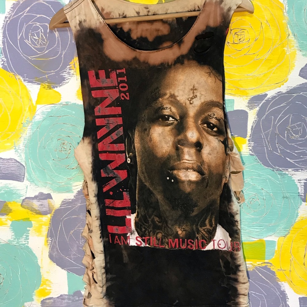 Lil Wayne Graphic Tie-Dye Muscle Tank Top - Black/Brown